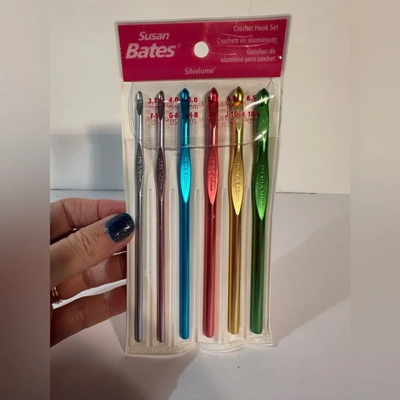Susan Bates Silvalume Crochet Hook Set F-K 3.75mm 4.0mm 5.0mm 5.5mm 6.0mm 6.5mm - Picture 1 of 8